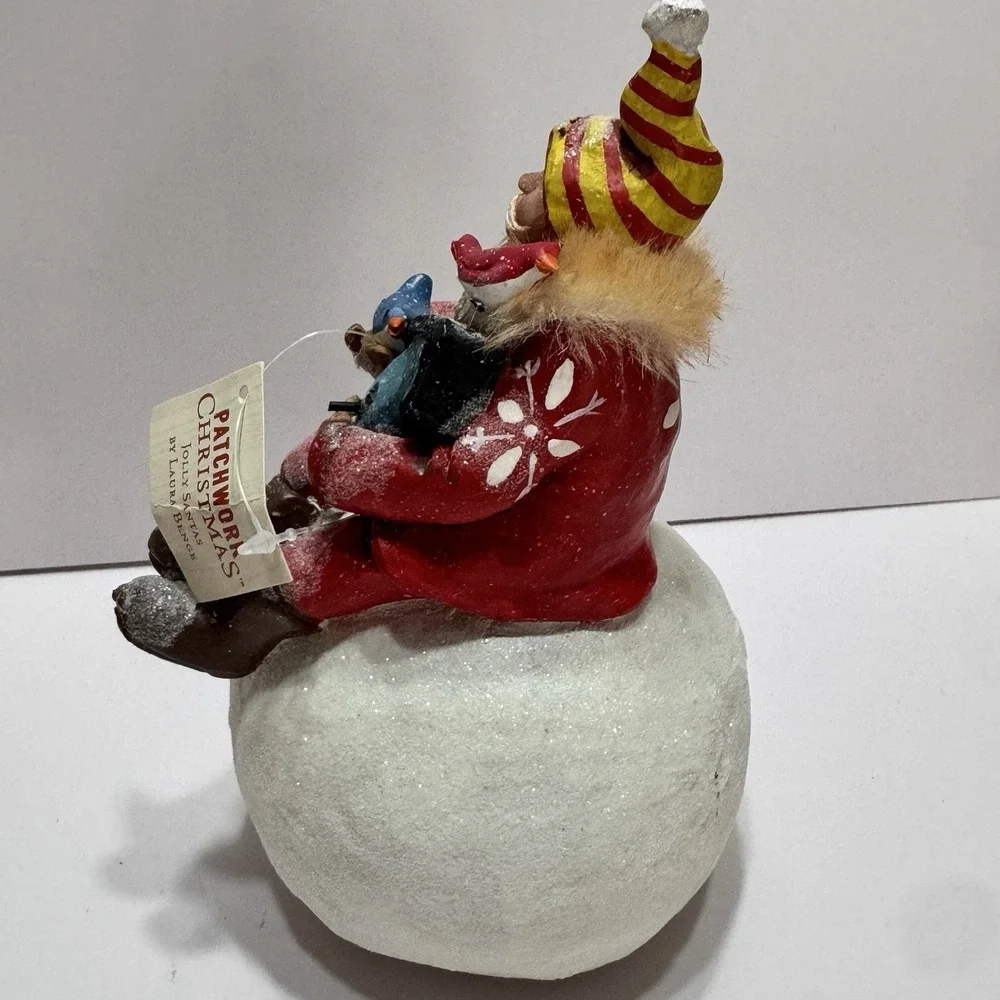 DEMDACO Patchwork Christmas Laura Benge Jolly Santa Old World Figurine 2015 Gift